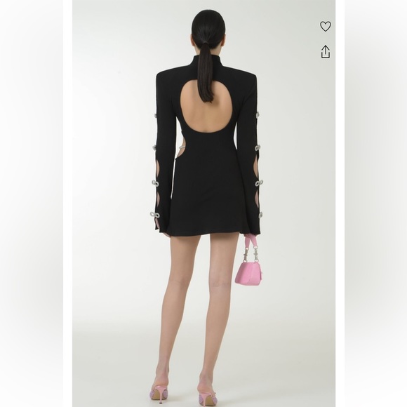 MACH & MACH Crystal-Embellished Cutout Ribbed-Knit Mini Dress - Picture 3 of 13